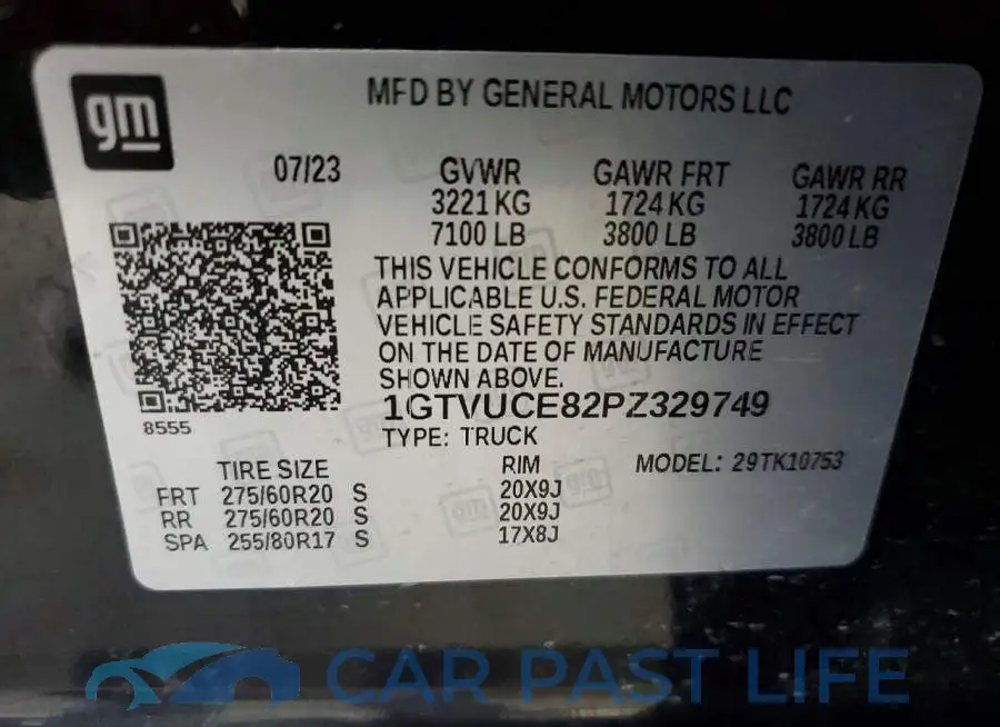 1GTVUCE82PZ329749# 12