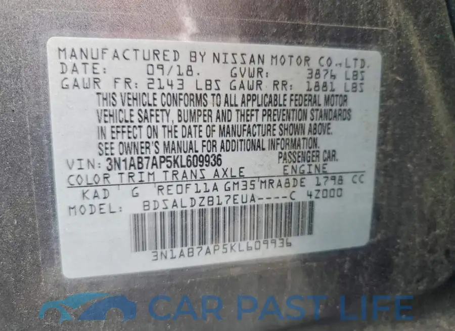 3N1AB7AP5KL609936# 12