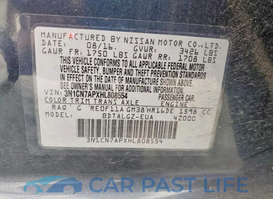 3N1CN7APXHL808554# 13