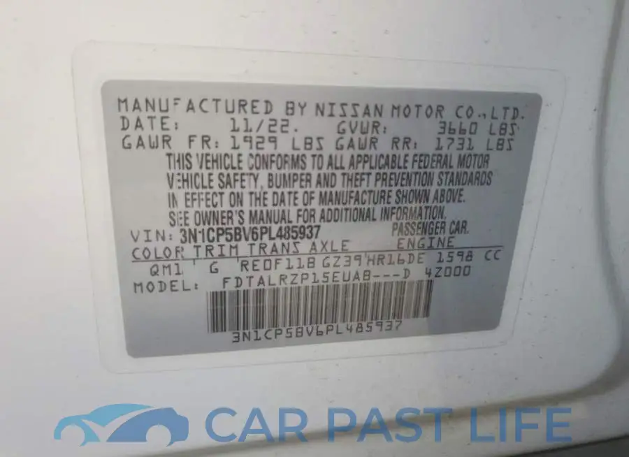 3N1CP5BV6PL485937# 13
