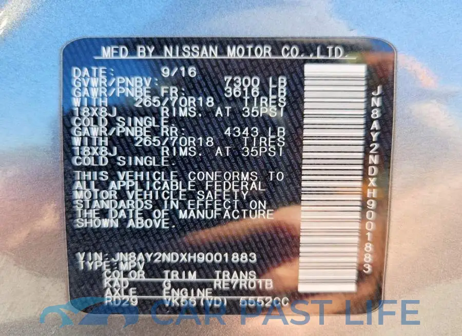 JN8AY2NDXH9001883# 14