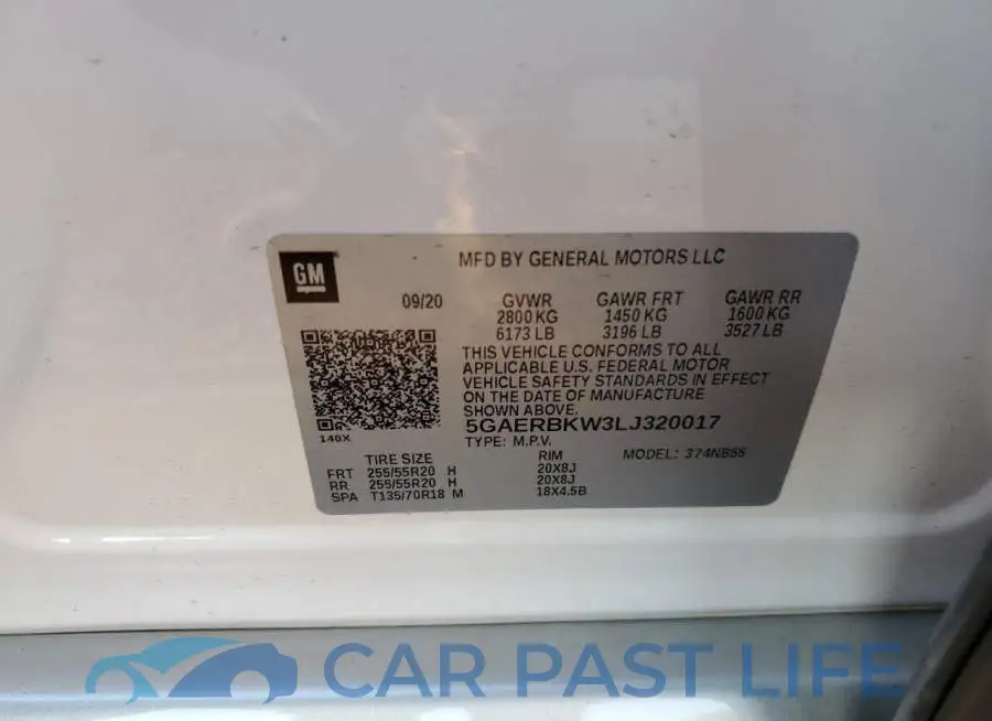 5GAERBKW3LJ320017# 13