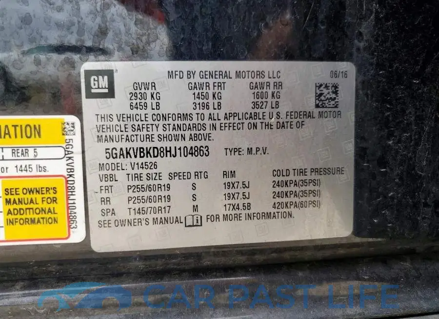5GAKVBKD8HJ104863# 13