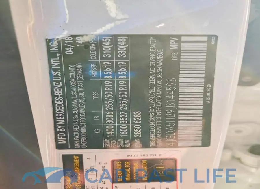 4JGDA5HB9JB144598# 12