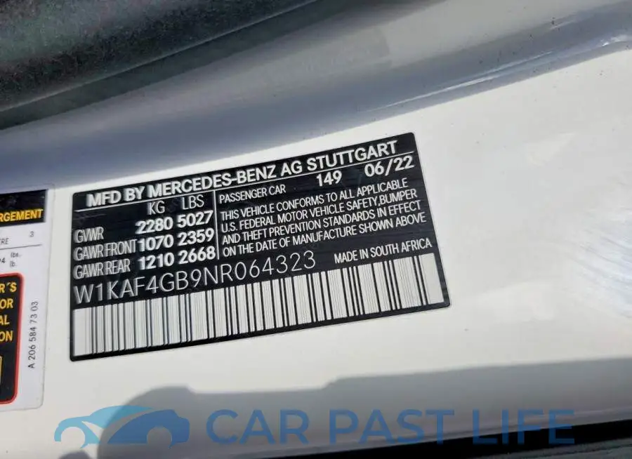 W1KAF4GB9NR064323# 12