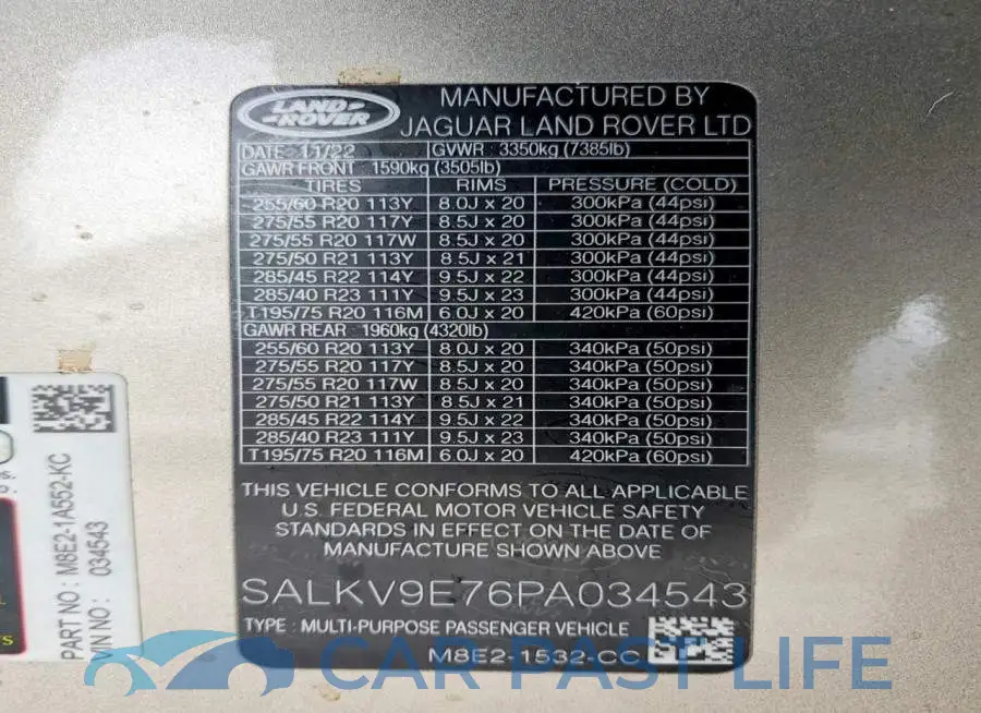 SALKV9E76PA034543# 12