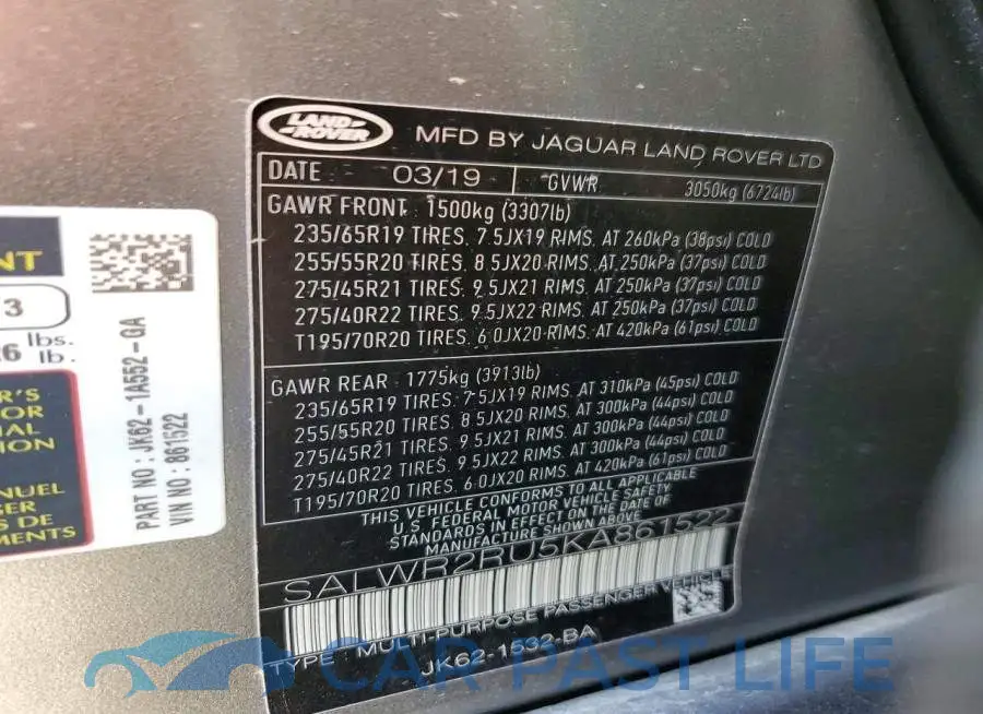 SALWR2RU5KA861522# 13