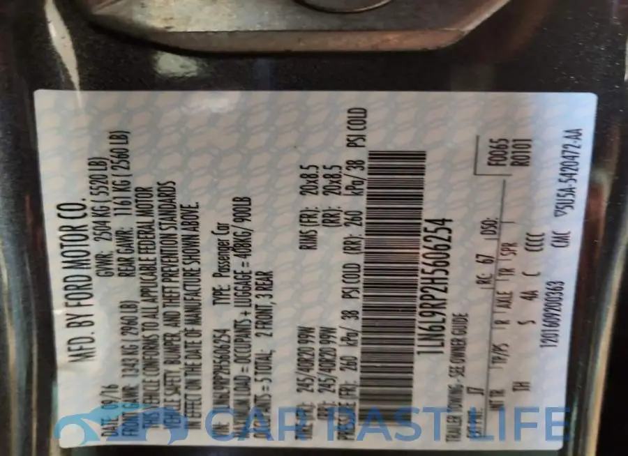 1LN6L9RP2H5606254# 12