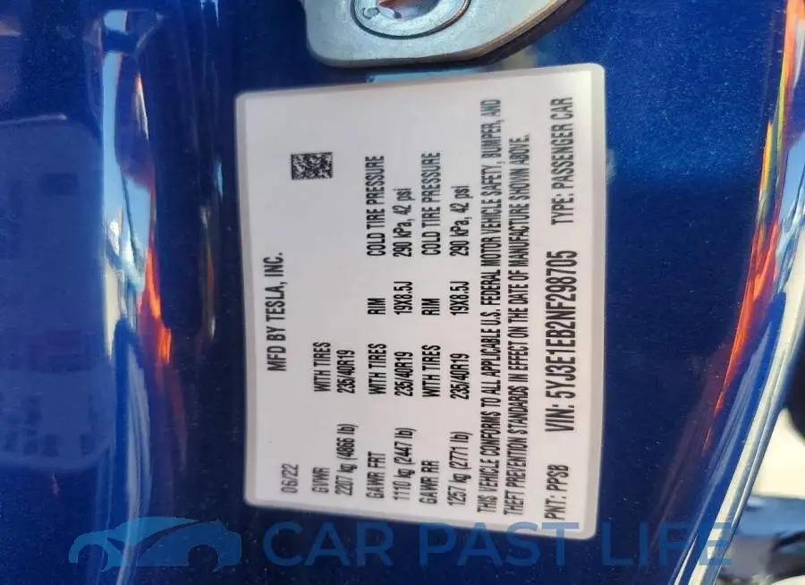 5YJ3E1EB2NF298705# 12