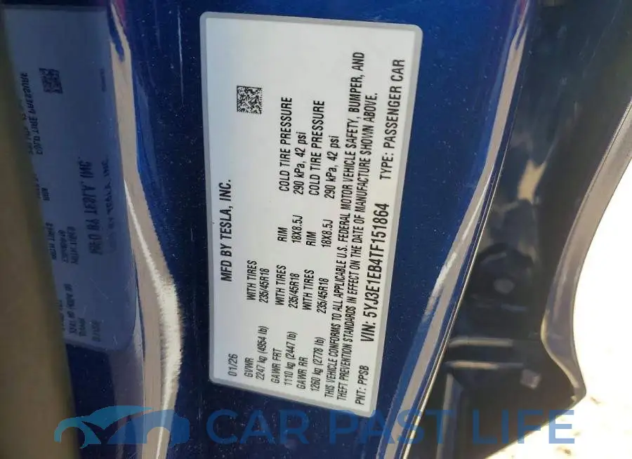5YJ3E1EB4TF151864# 12
