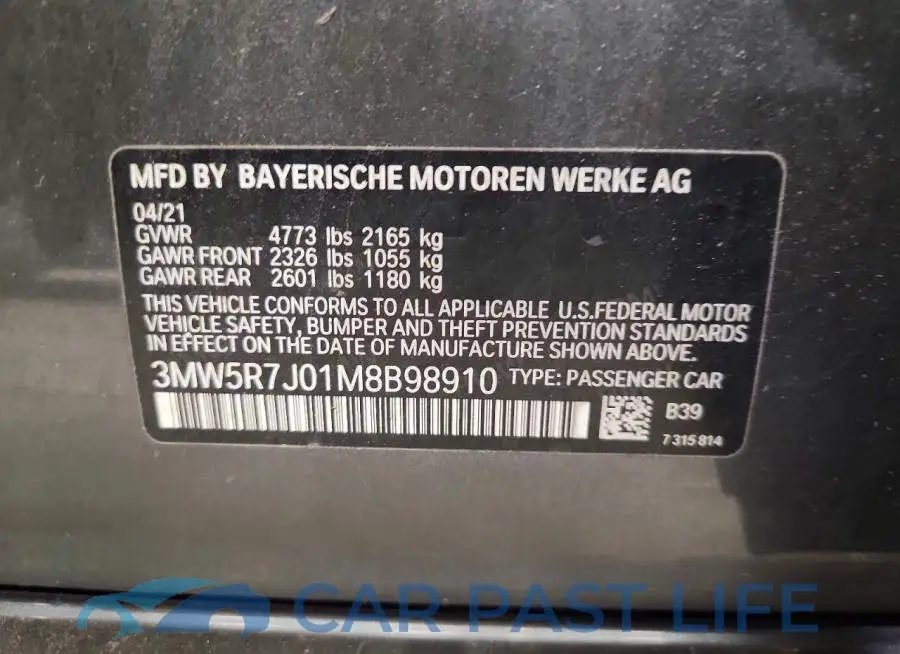 3MW5R7J01M8B98910# 12