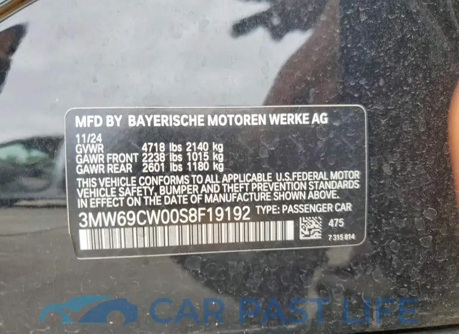 3MW69CW00S8F19192# 12