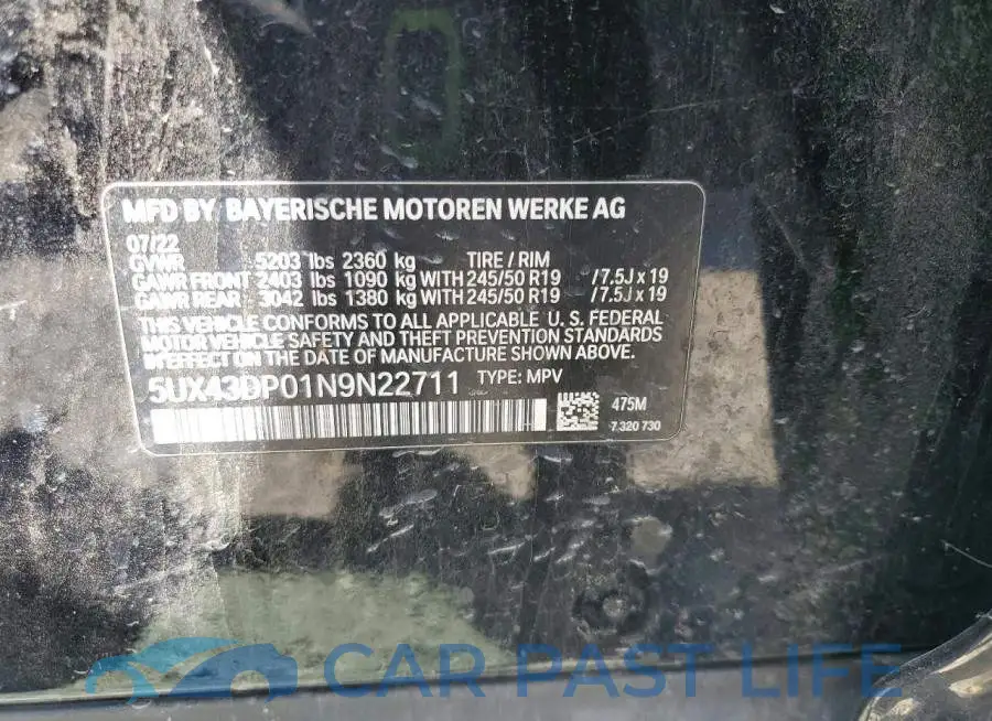 5UX43DP01N9N22711# 13