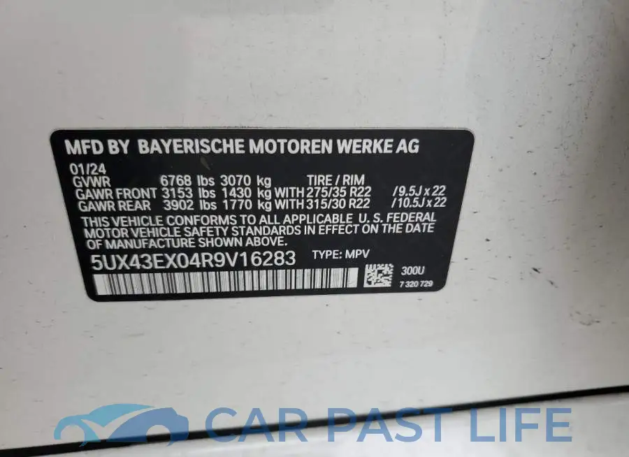 5UX43EX04R9V16283# 12