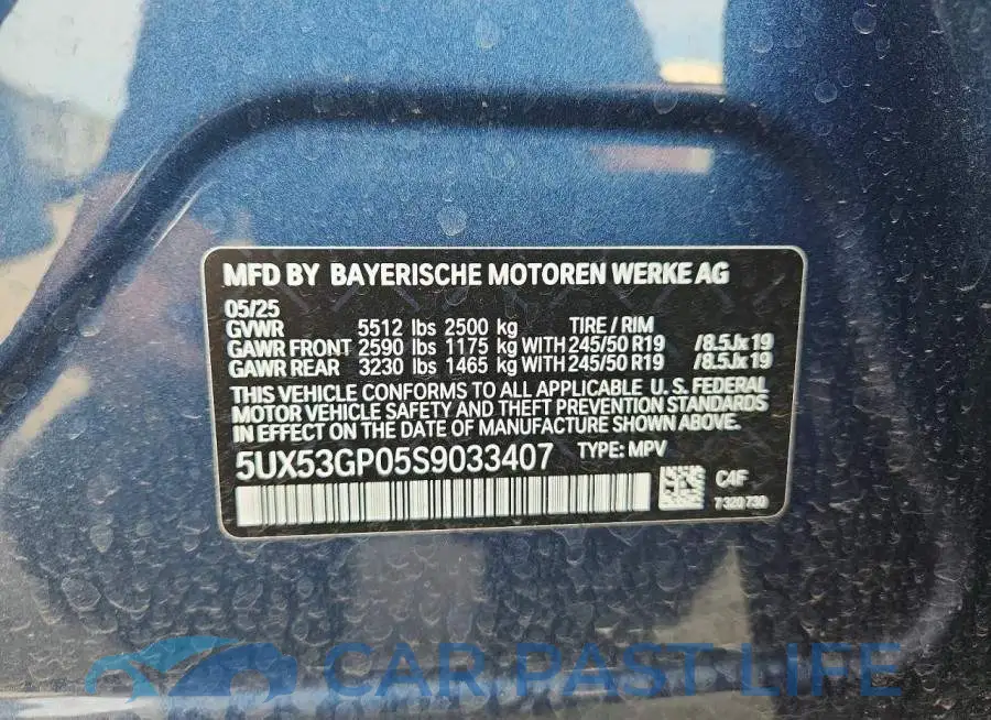 5UX53GP05S9033407# 12