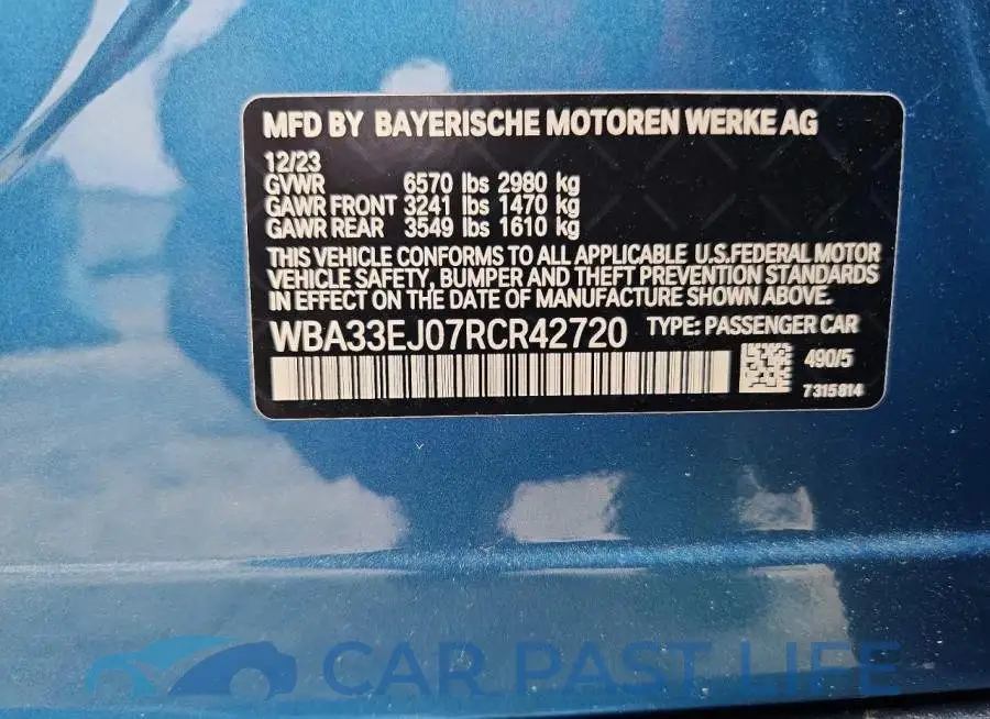 WBA33EJ07RCR42720# 12