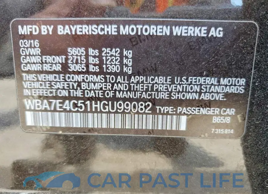 WBA7E4C51HGU99082# 12