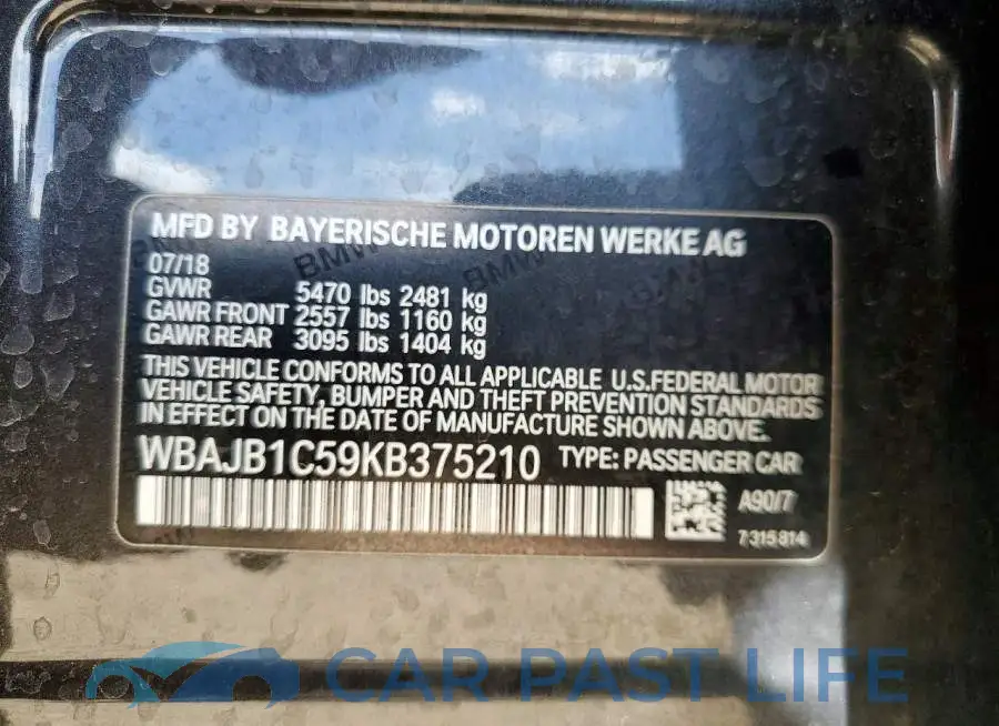 WBAJB1C59KB375210# 12