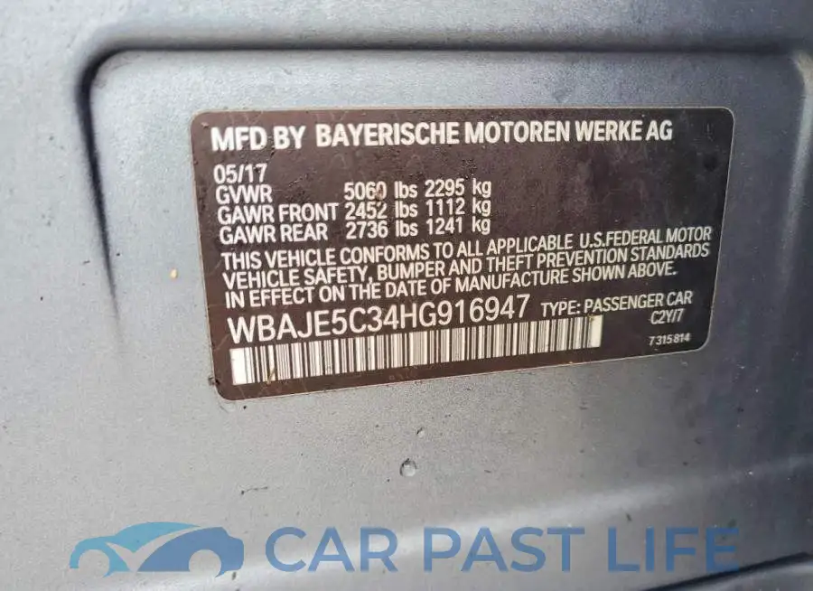WBAJE5C34HG916947# 12