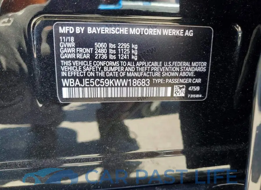 WBAJE5C59KWW18683# 12