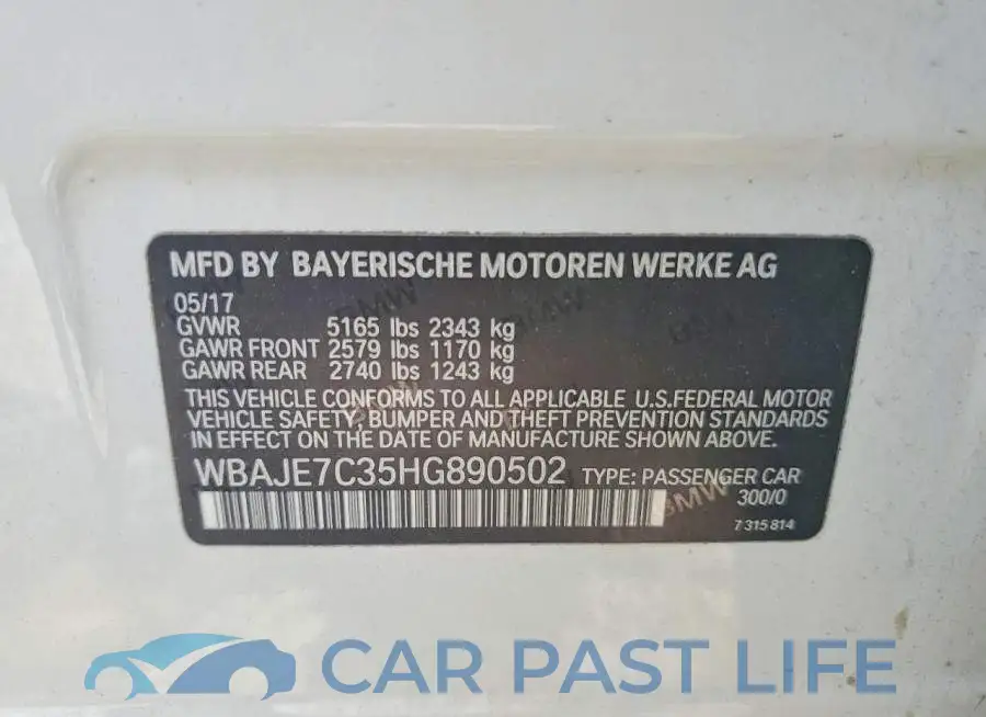 WBAJE7C35HG890502# 12