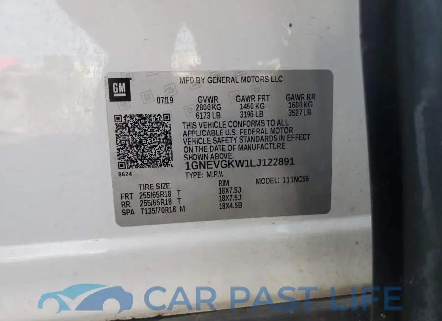 1GNEVGKW1LJ122891# 13