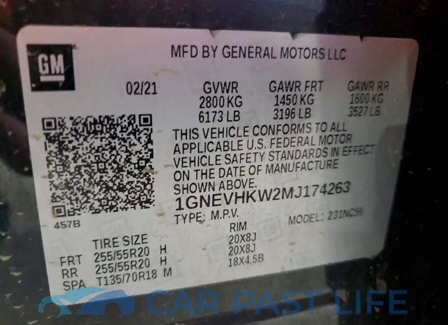 1GNEVHKW2MJ174263# 13