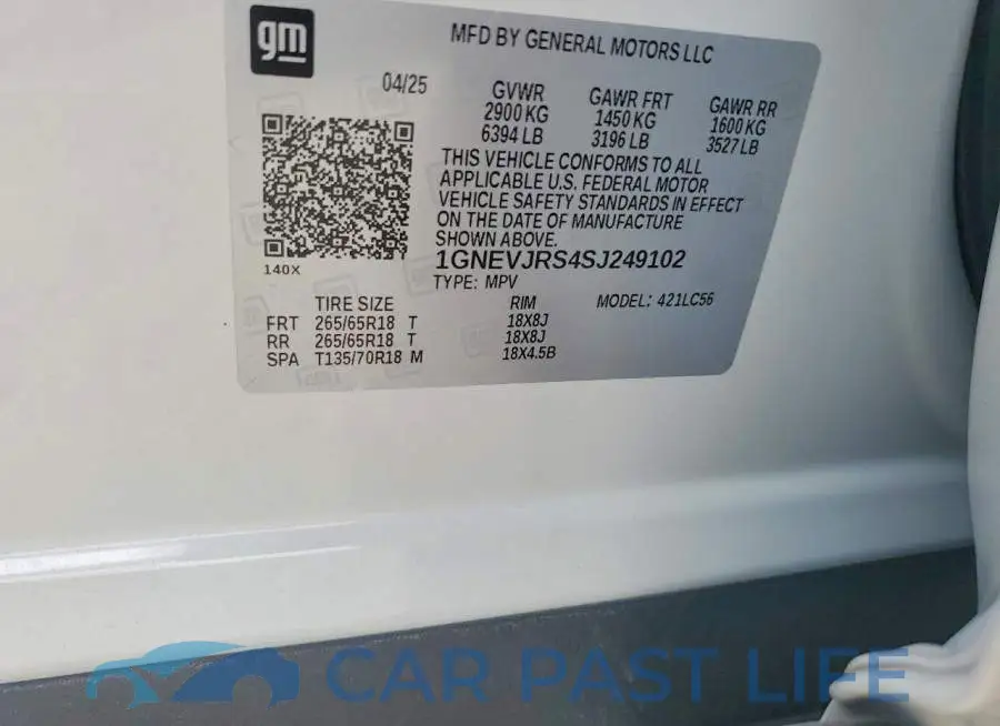 1GNEVJRS4SJ249102# 12