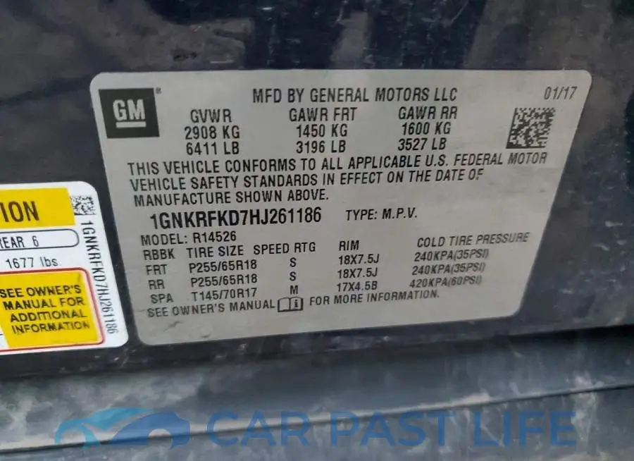 1GNKRFKD7HJ261186# 13
