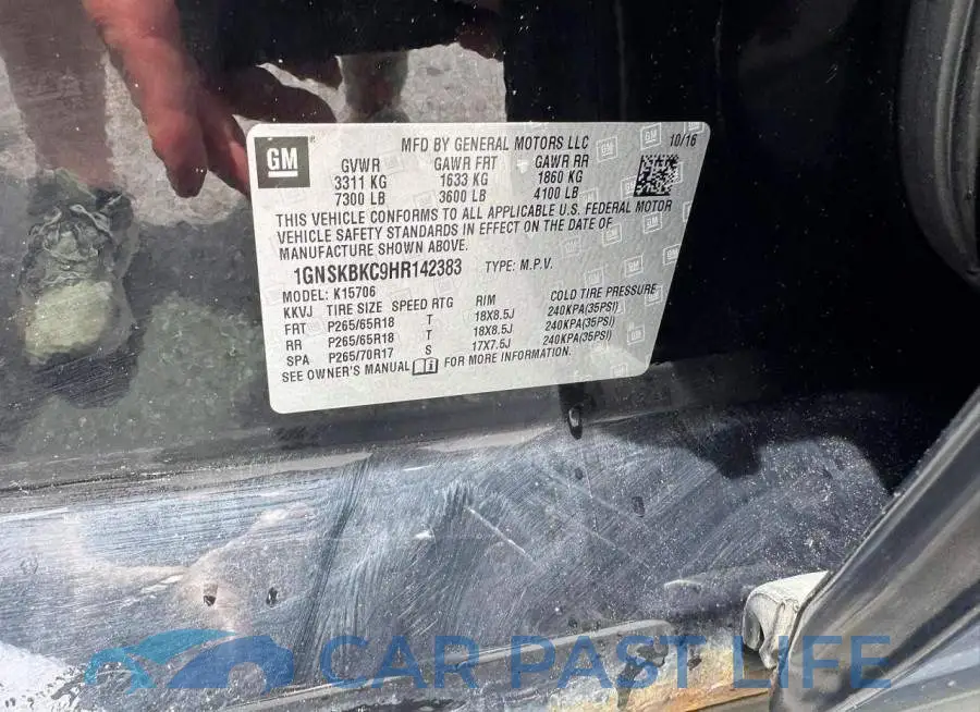 1GNSKBKC9HR142383# 13