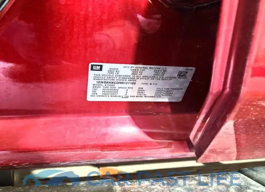 1GNSKHKC0HR127189# 13