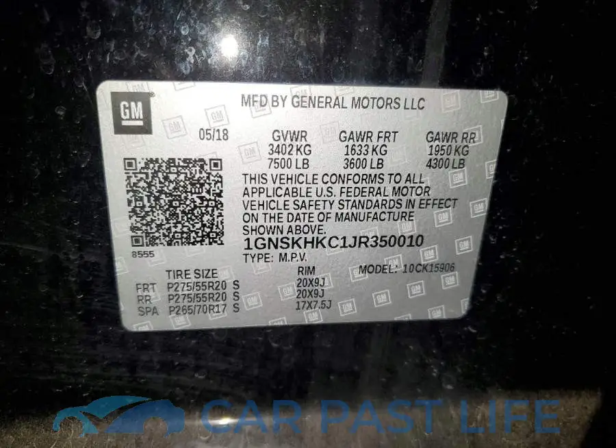 1GNSKHKC1JR350010# 14