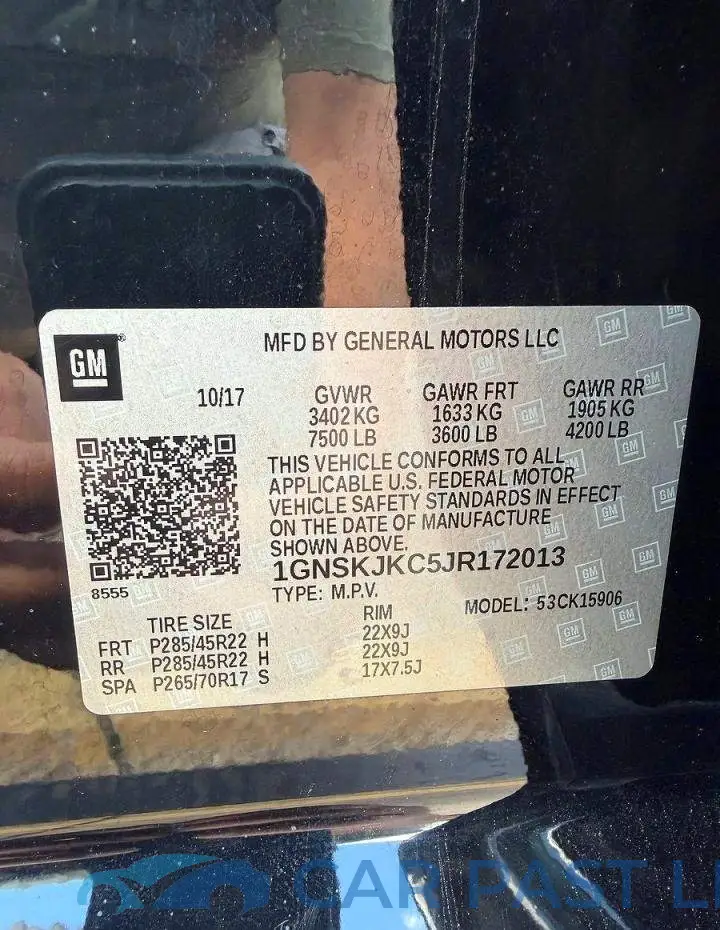 1GNSKJKC5JR172013# 10
