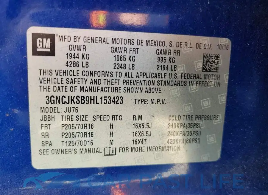 3GNCJKSB9HL153423# 13