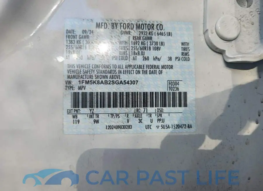 1FM5K8AB2SGA54307# 13