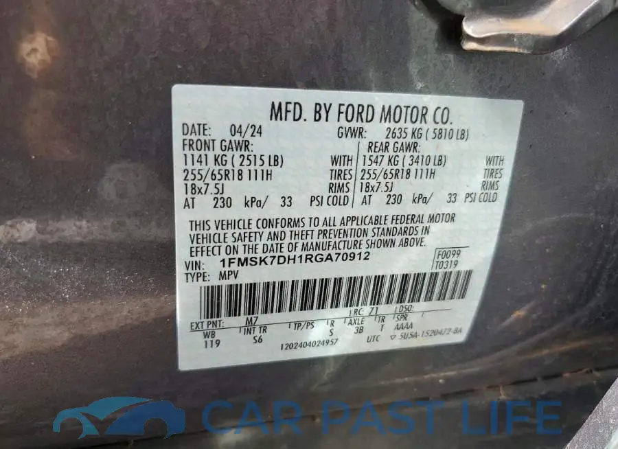 1FMSK7DH1RGA70912# 13