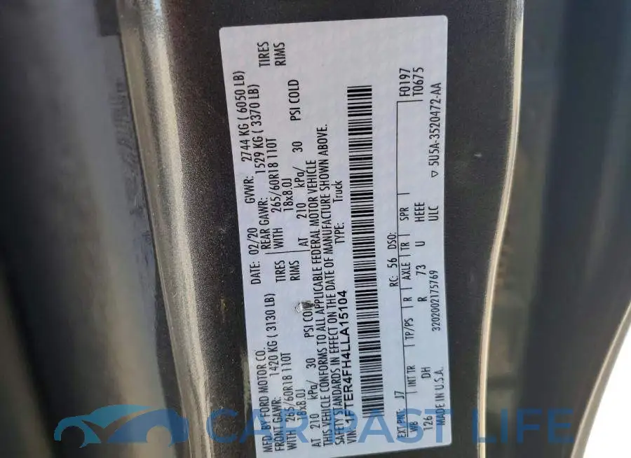 1FTER4FH4LLA15104# 12