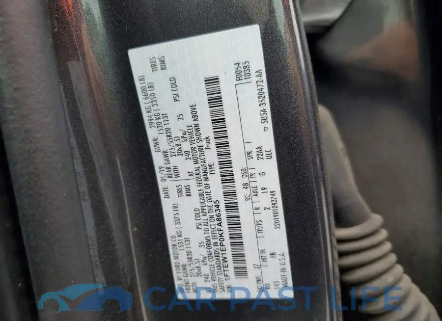 1FTEW1EP0KFA86345# 12