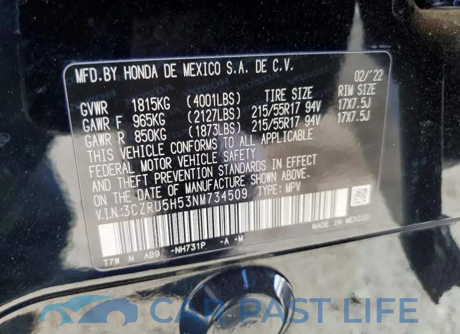 3CZRU5H53NM734509# 14
