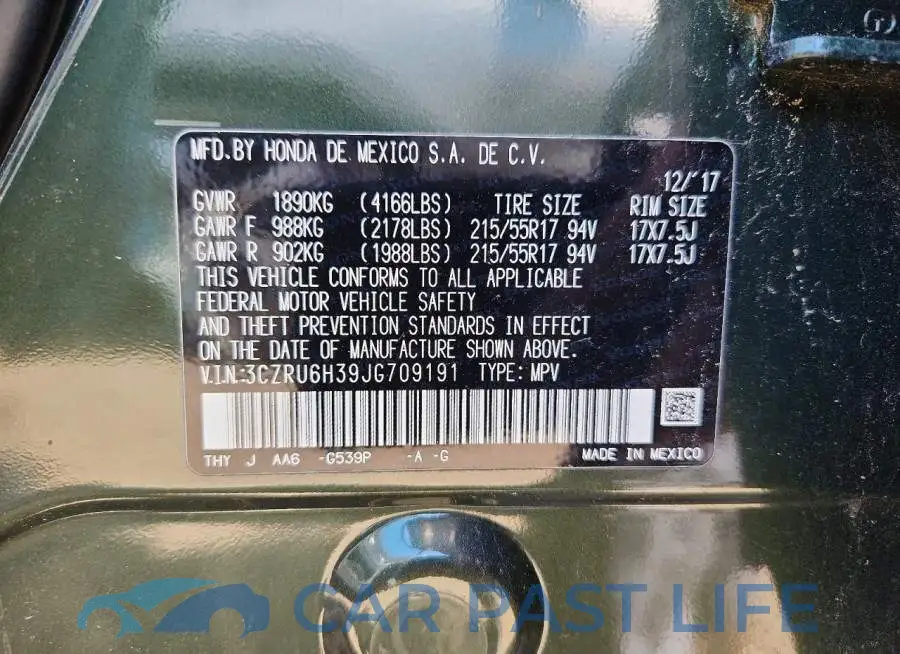 3CZRU6H39JG709191# 12