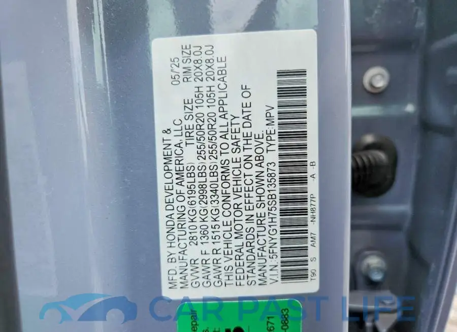 5FNYG1H75SB135873# 14