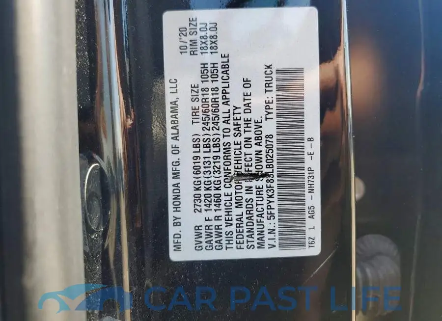 5FPYK3F85LB025078# 12