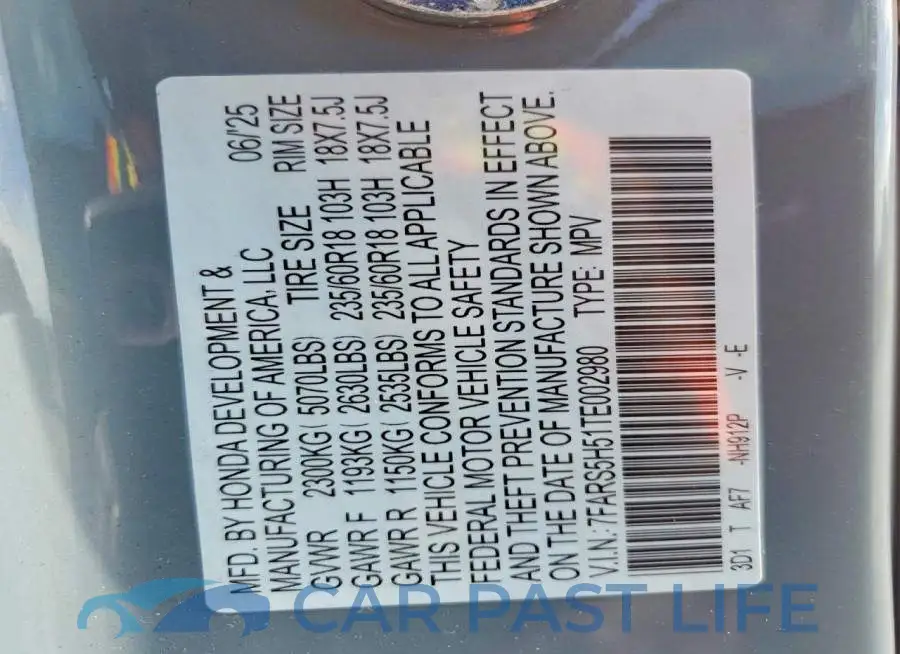 7FARS5H51TE002980# 13