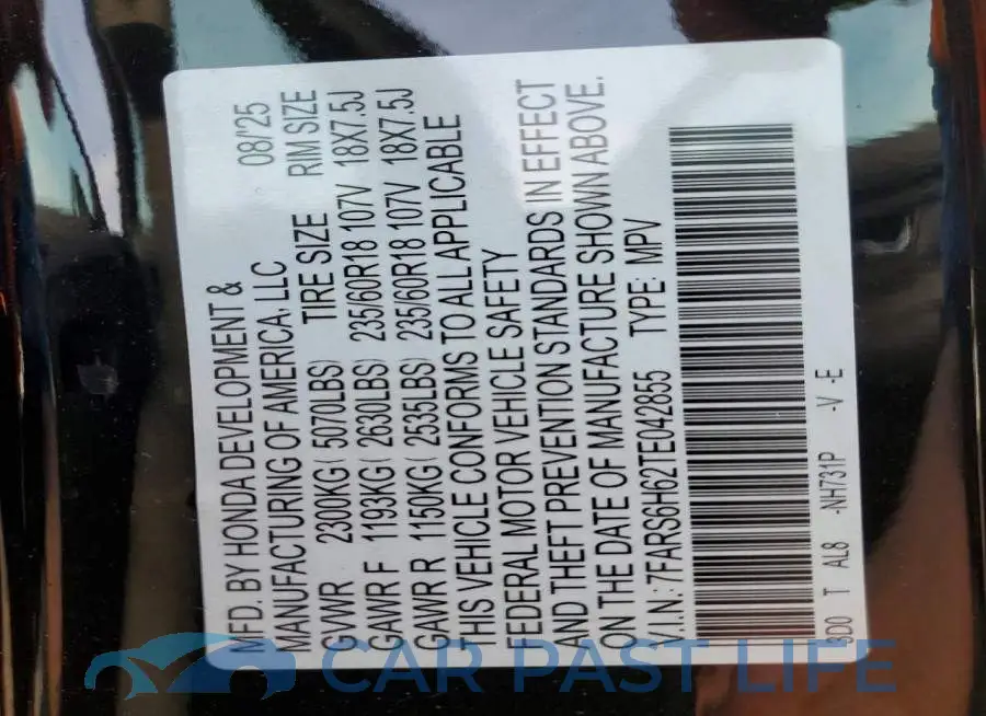 7FARS6H62TE042855# 13
