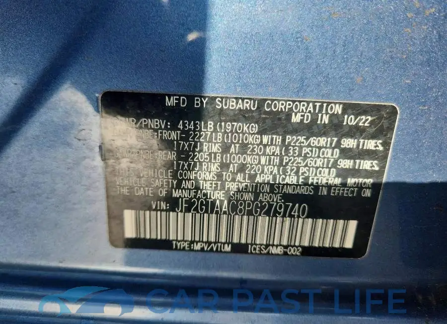 JF2GTAAC8PG279740# 12