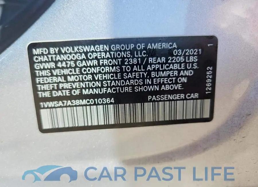 1VWSA7A38MC010364# 12