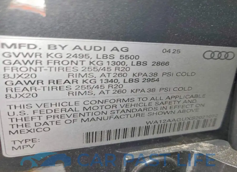 WA12AAGUXS2021072# 13