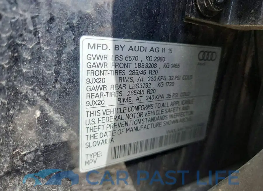 WA1LAAF78HD003408# 12
