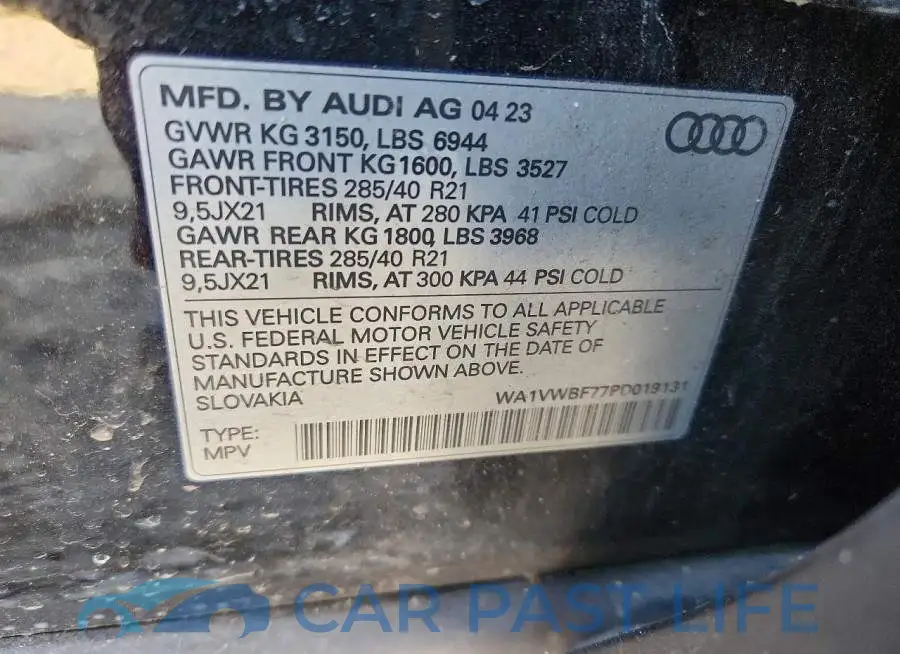 WA1VWBF77PD019131# 13