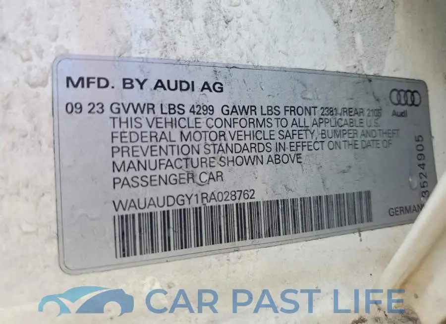 WAUAUDGY1RA028762# 12
